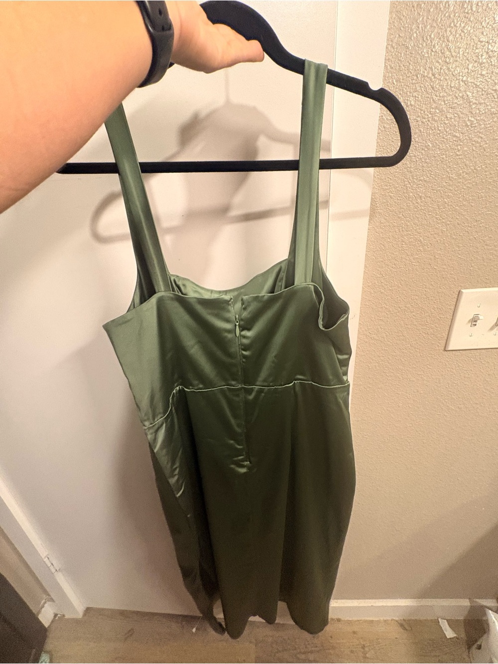 Abercrombie & Fitch Olive Satin Midi Slip Dress - Picture 4 of 6
